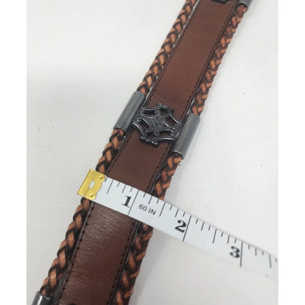 Avignon Genuine Leather Belt Women's M Brown Concho Plates Boho Western